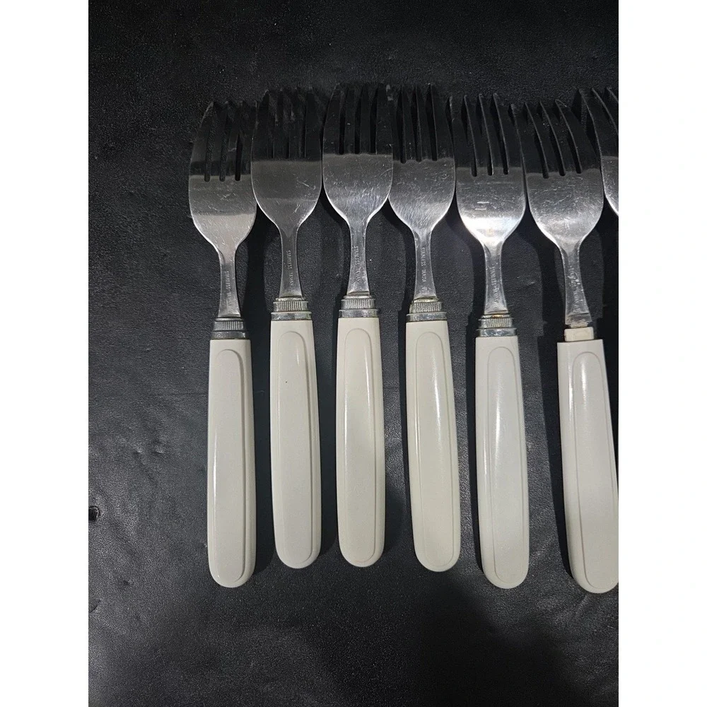 Corelle Shadow Iris Forks, 8‎ Piece Flatware, Corning Rostfrei, Vintage Utensils